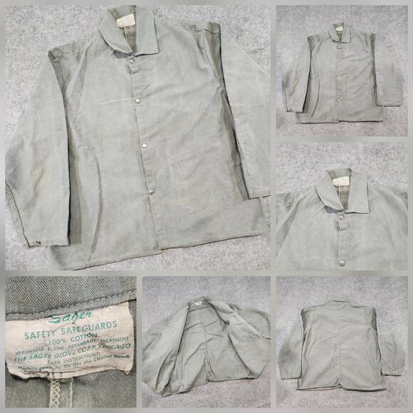 VTG 60s Sager Safety Safeguards Glove Corp Mens 50 Snap Up Cotton Work Shirt - Picture 1 of 16